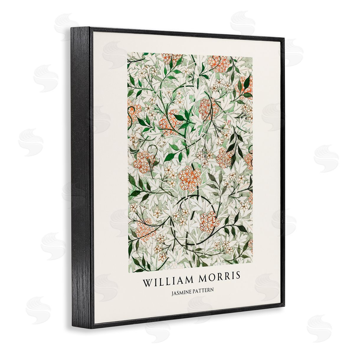 Vintage Hustle William Morris Jasmine Pattern Black Framed Giclee Art Print