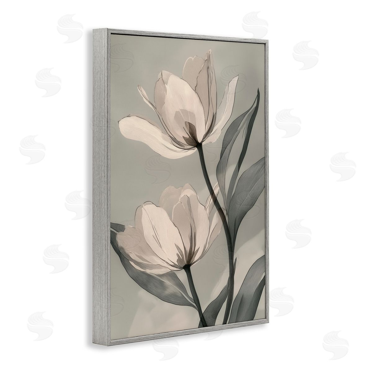 Annabelle Hall Budding Monochrome Magnolias Gray Framed Giclee Art Print