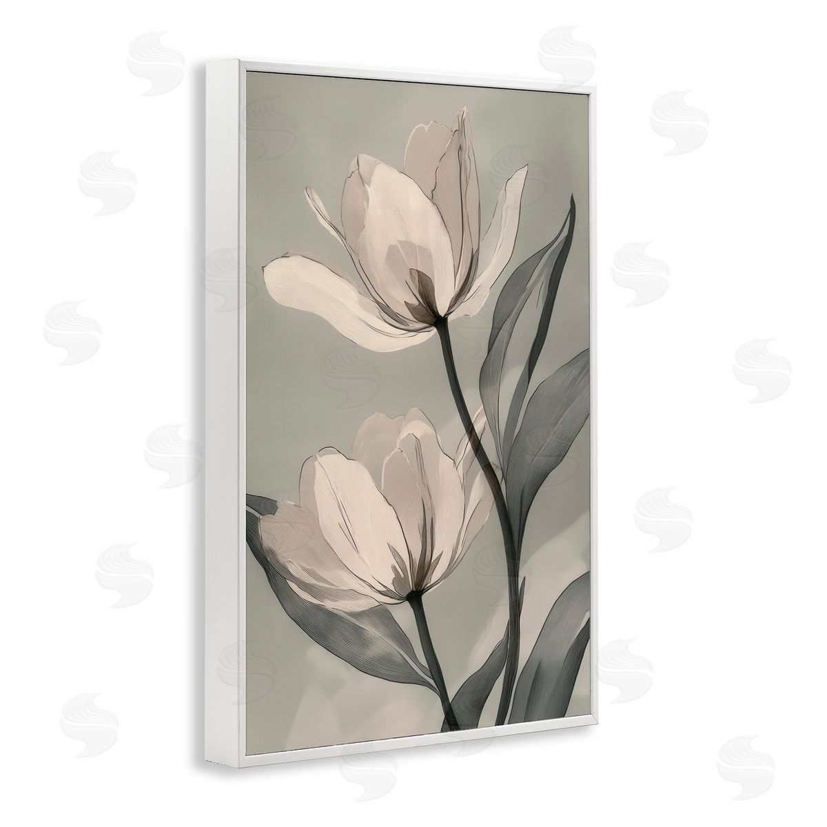 Annabelle Hall Budding Monochrome Magnolias White Frame Giclee Art Print