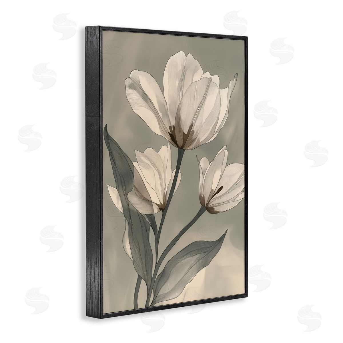 Annabelle Hall Times Three Budding Magnolias Black Framed Giclee Art Print