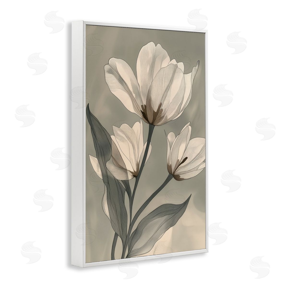 Annabelle Hall Times Three Budding Magnolias White Frame Giclee Art Print