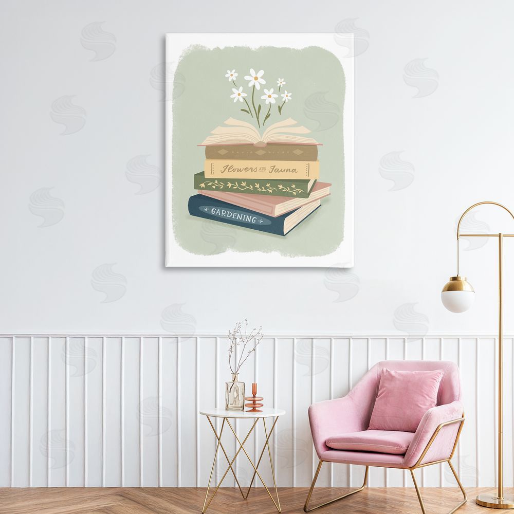 Sandra Picco Open Book Stack Gardening Theme Printed Wall Art in Room
