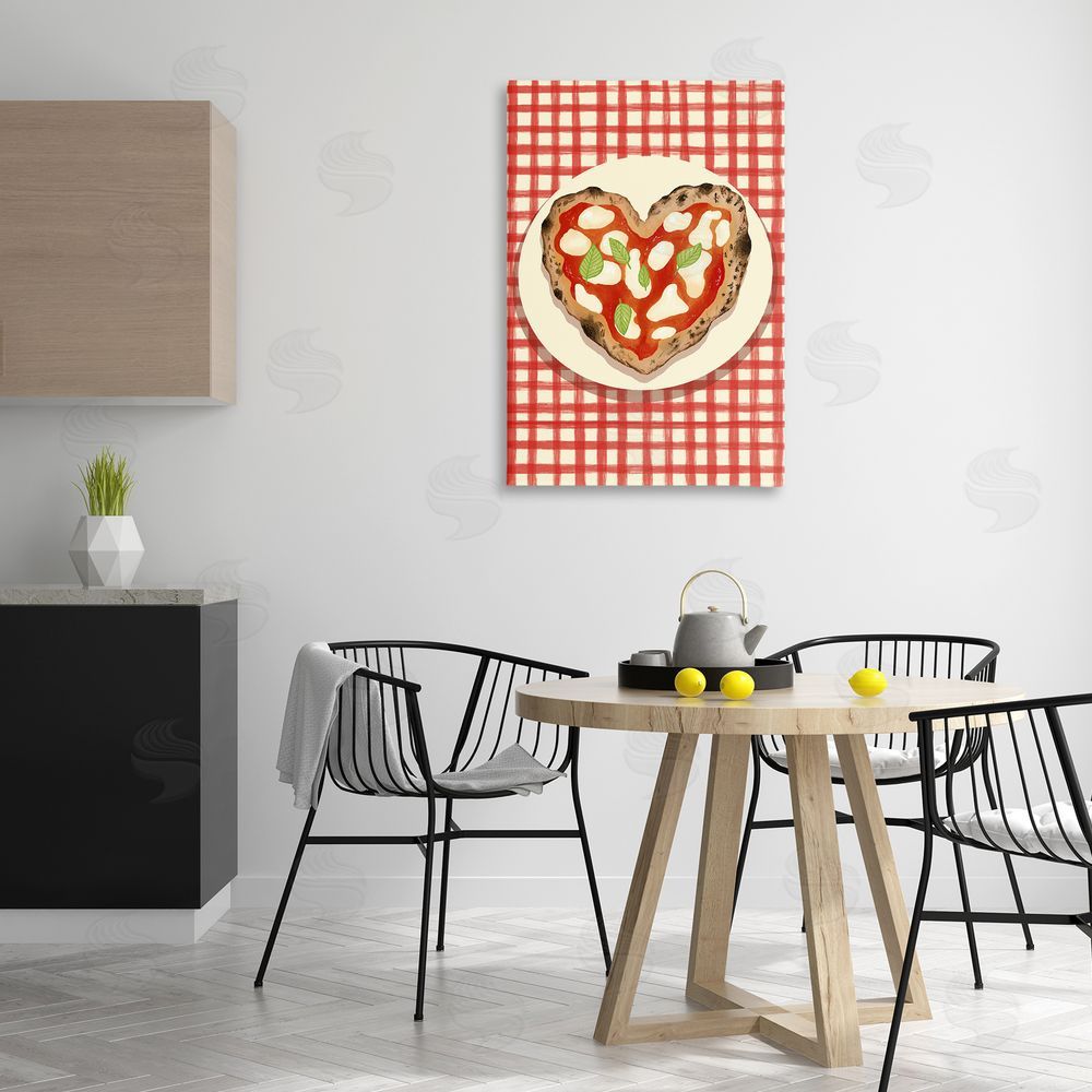 Florentina Dolci Heart Pizza on Red Check Printed Wall Art in Room