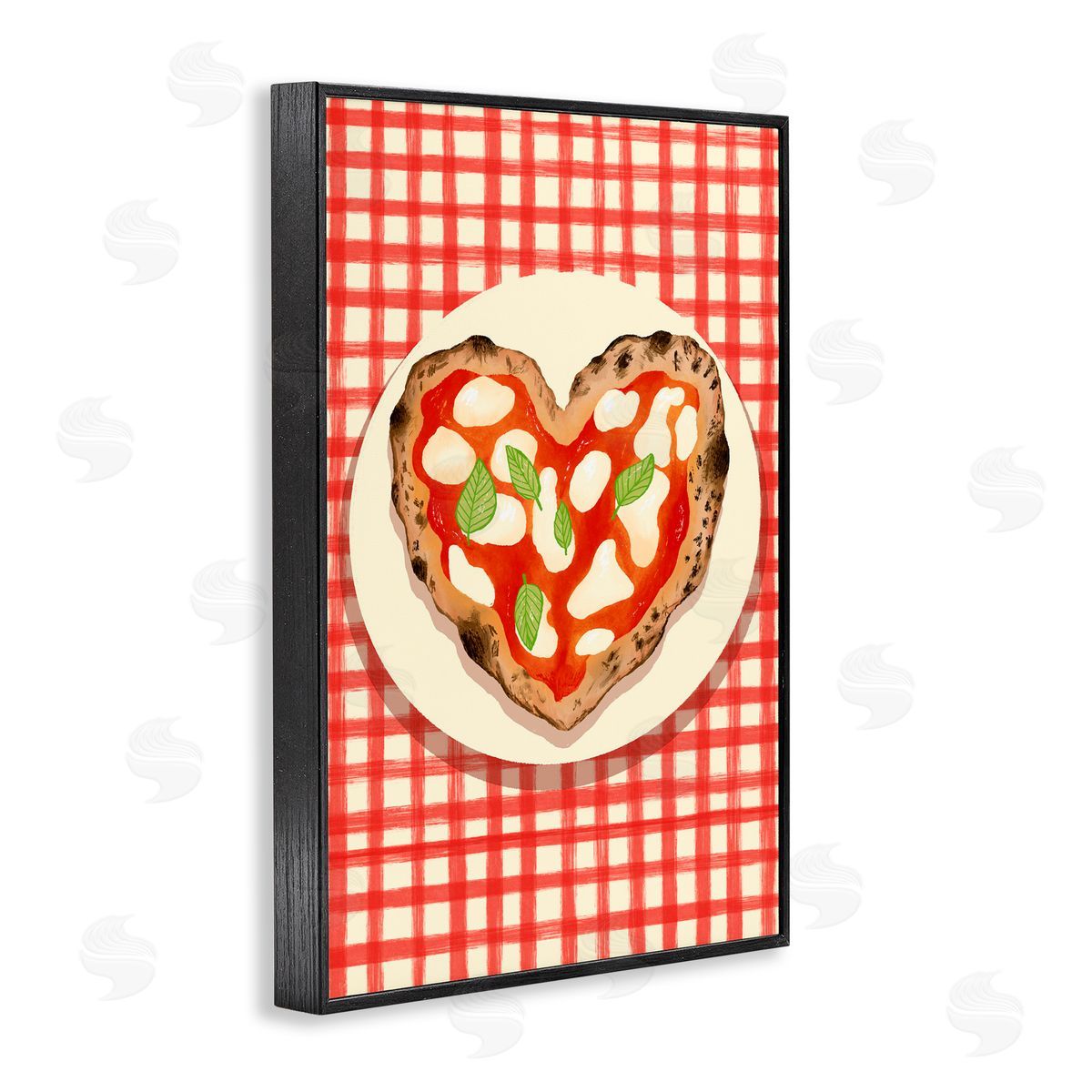 Florentina Dolci Heart Pizza on Red Check Black Framed Giclee Art Print