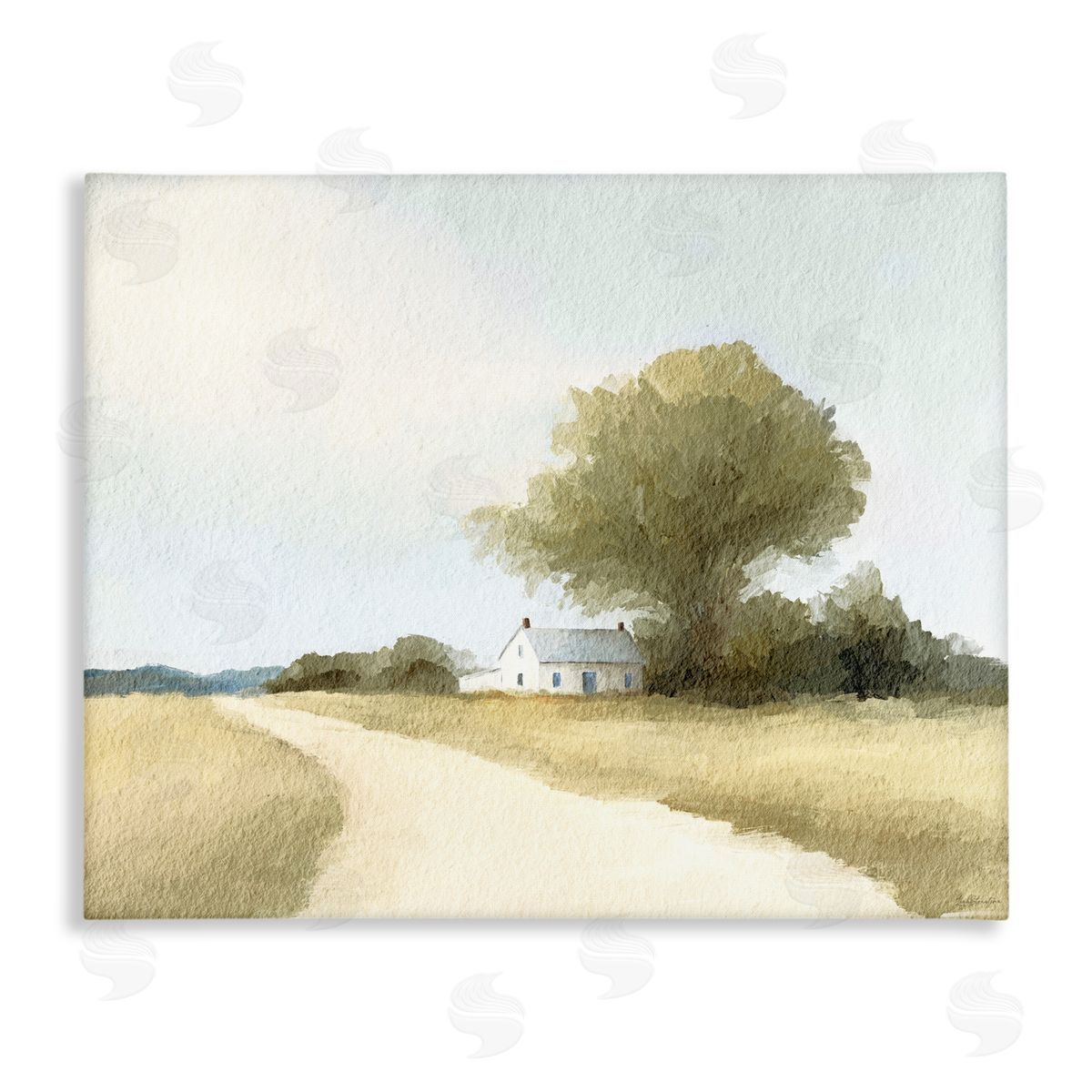 Leah Straatsma Farmhouse Road In Distance Canvas Wall Art Print
