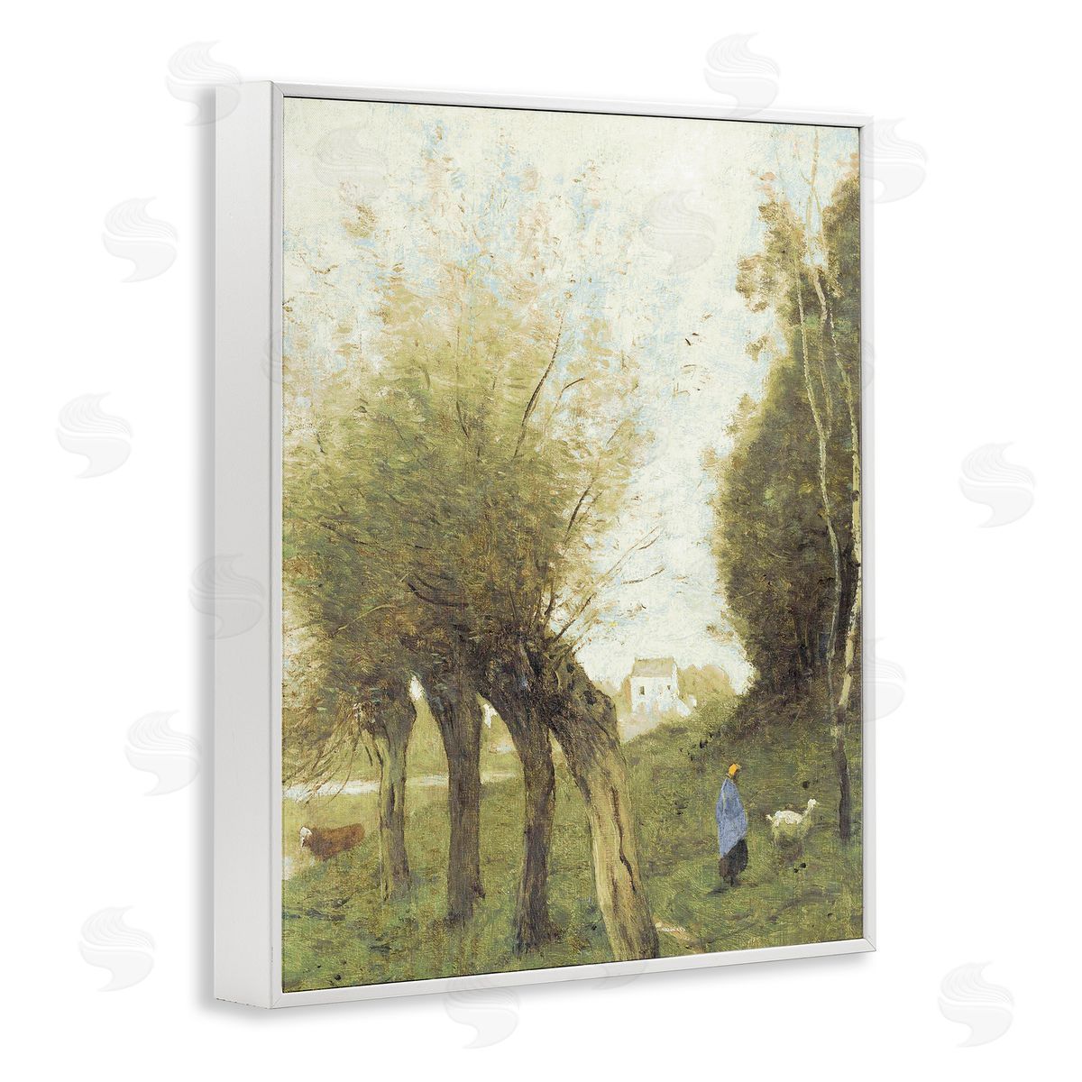 Leah Straatsma Vintage Walk With Animals White Frame Giclee Art Print