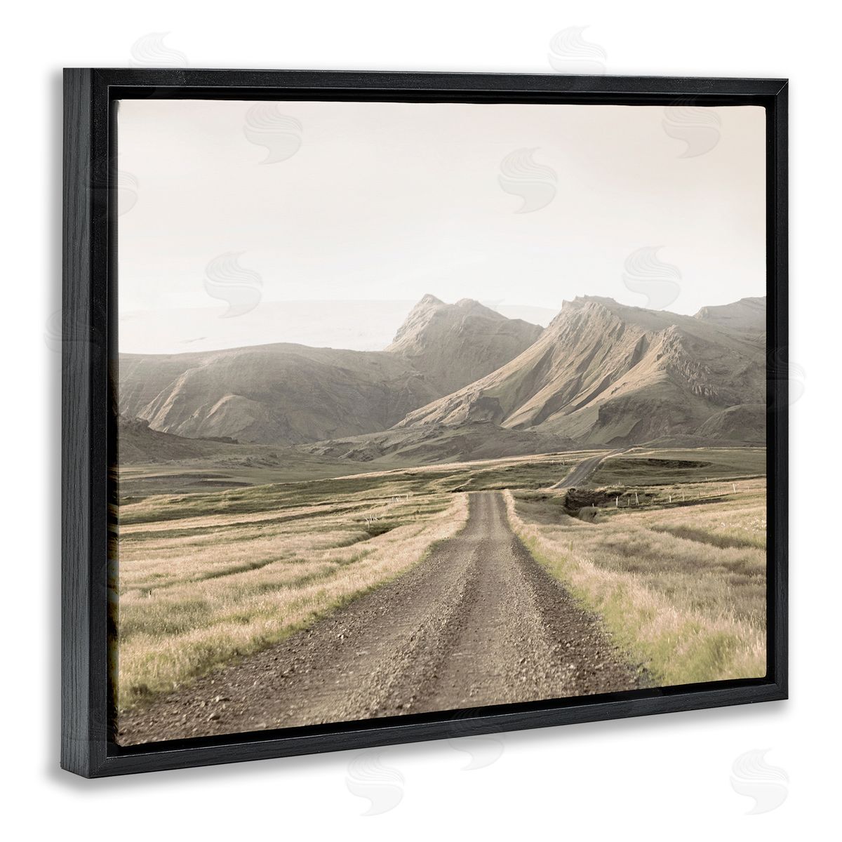 Leah Straatsma Misty Mountain Road View Black Floating Frame Canvas Wall Art Print