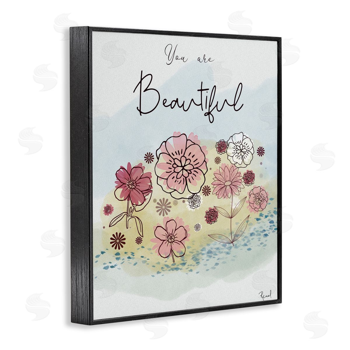 Renel Peters You Are Beautiful Modern Blooms Black Framed Giclee Art Print
