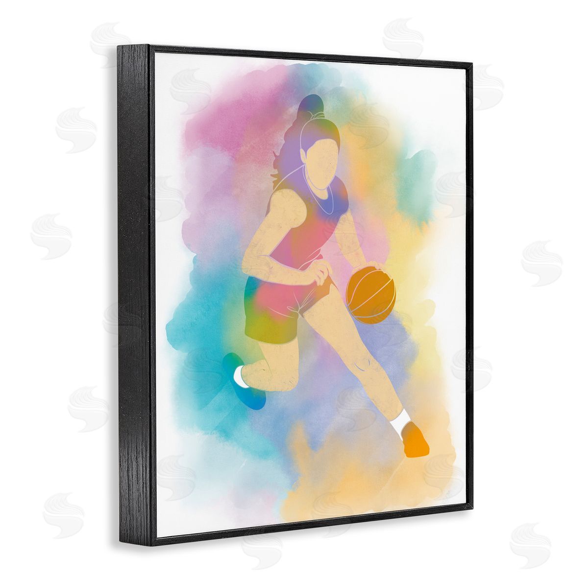 Marcus Prime Colorful Sports Basketball Black Framed Giclee Art Print