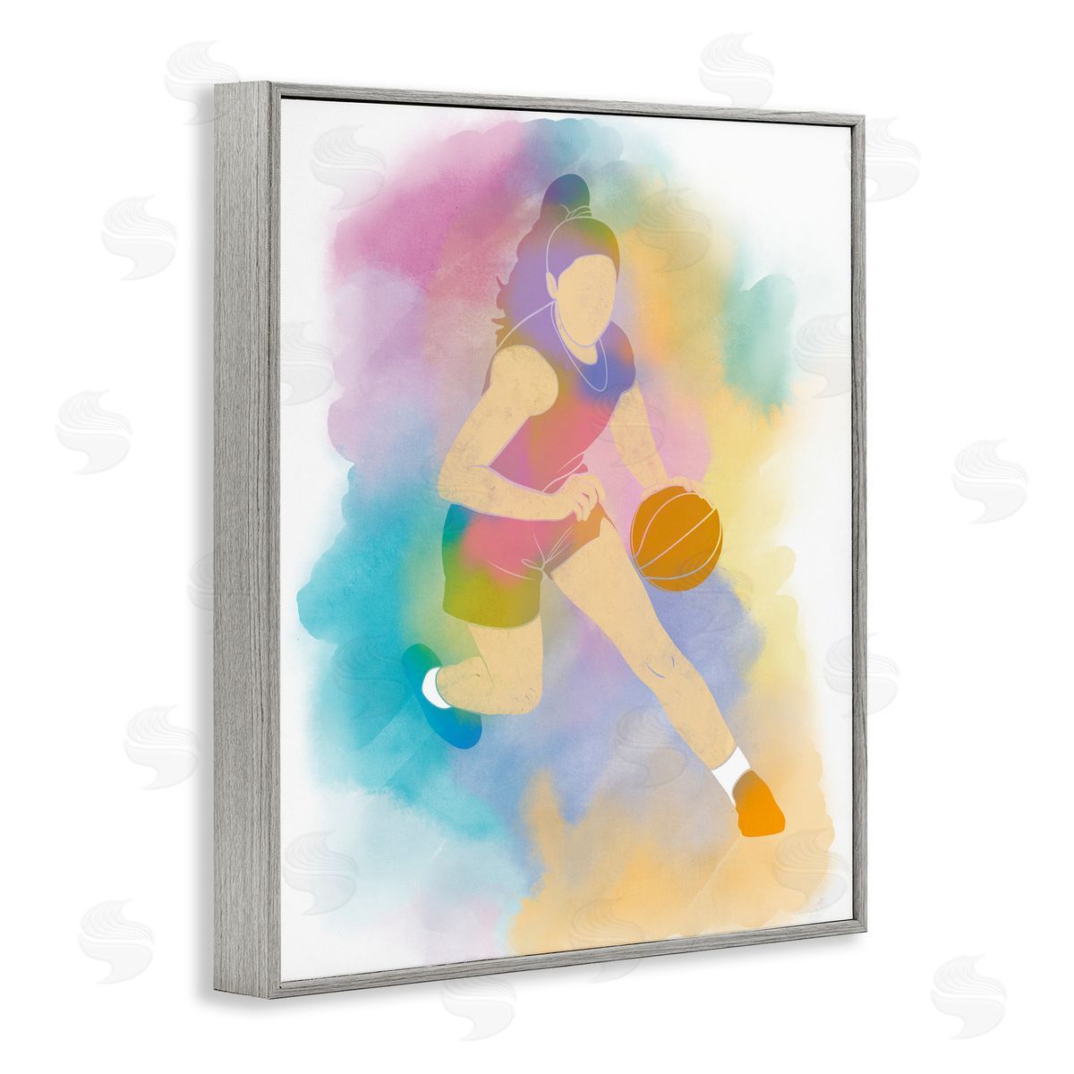 Marcus Prime Colorful Sports Basketball Gray Framed Giclee Art Print