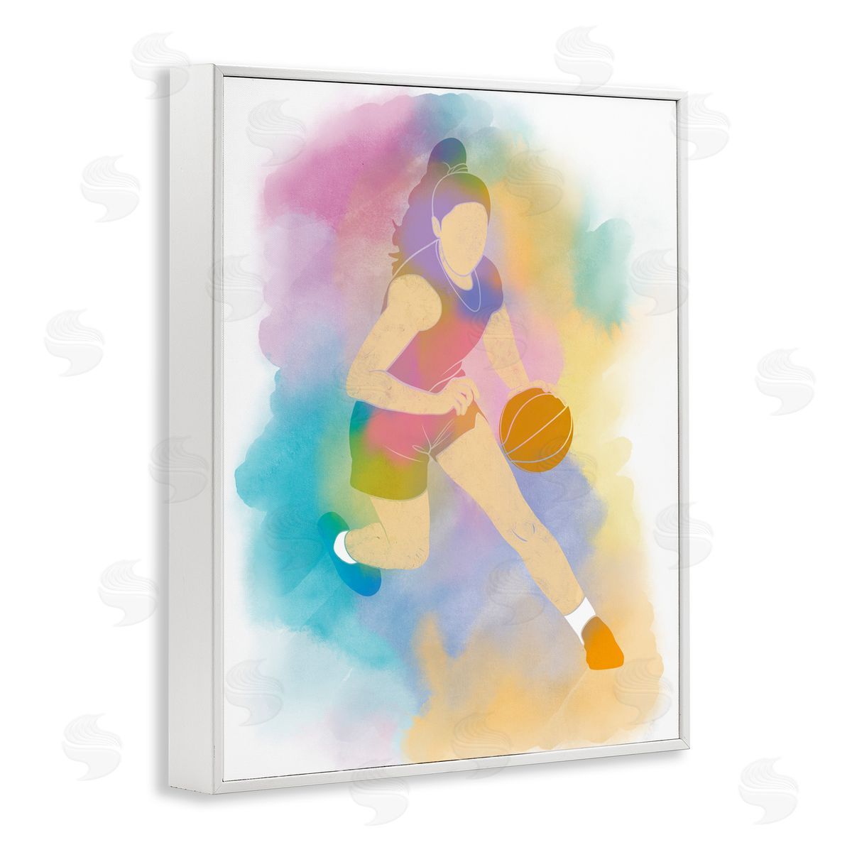 Marcus Prime Colorful Sports Basketball White Frame Giclee Art Print