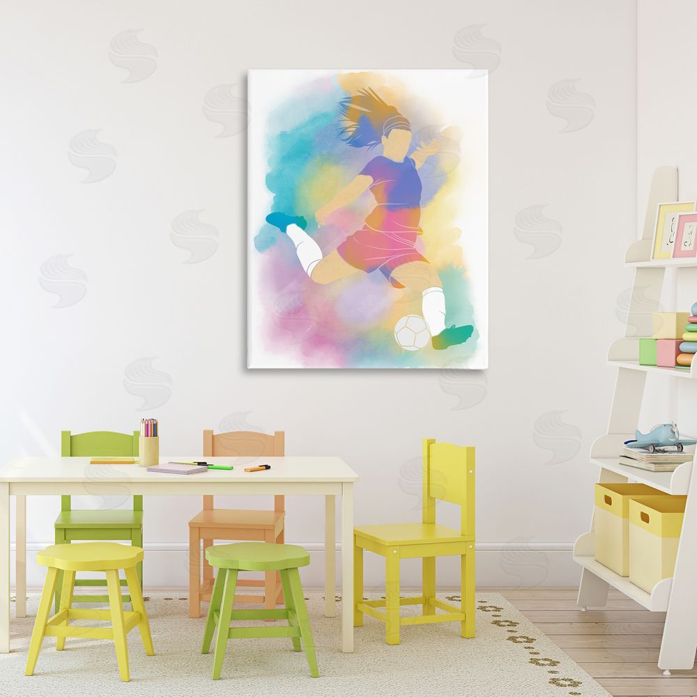 Marcus Prime Colorful Sports Soccer Printed Wall Art in Room