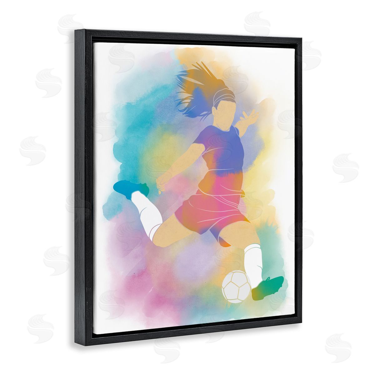 Marcus Prime Colorful Sports Soccer Black Floating Frame Canvas Wall Art Print