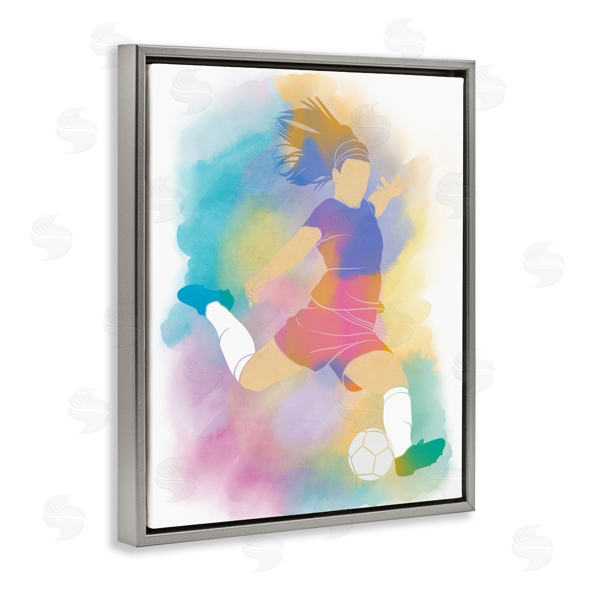 Marcus Prime Colorful Sports Soccer Gray Floating Frame Canvas Art Print