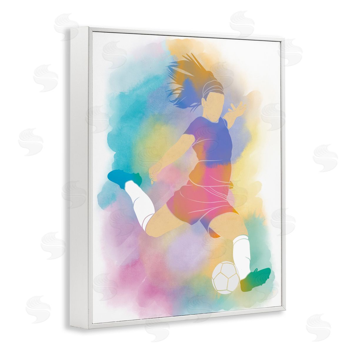 Marcus Prime Colorful Sports Soccer White Frame Giclee Art Print