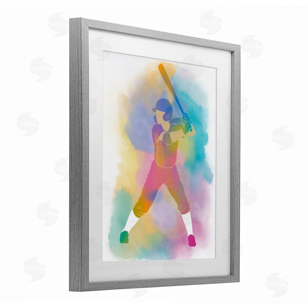 Marcus Prime Colorful Sports Baseball Gray Framed Print Under Glass Art