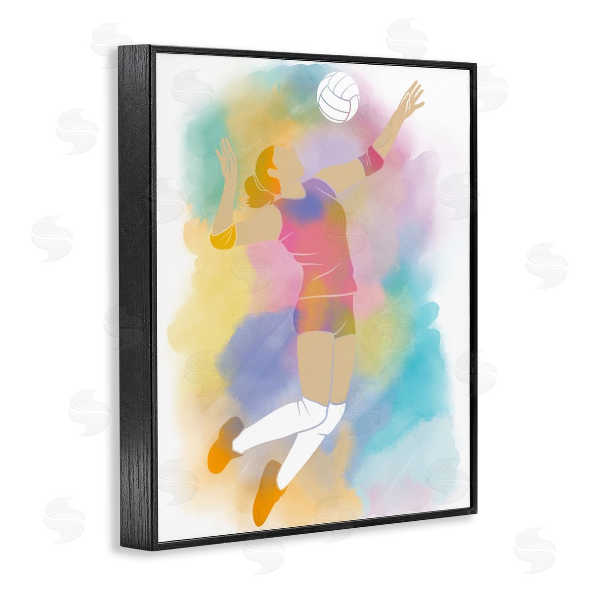 Marcus Prime Colorful Sports Volleyball Black Framed Giclee Art Print