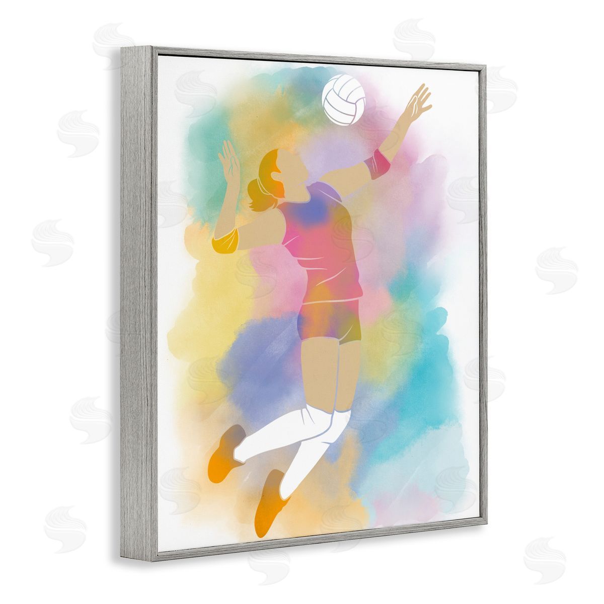 Marcus Prime Colorful Sports Volleyball Gray Framed Giclee Art Print