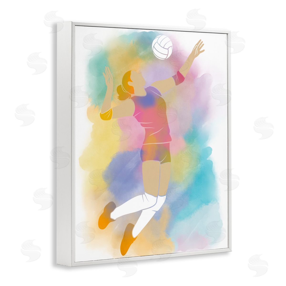 Marcus Prime Colorful Sports Volleyball White Frame Giclee Art Print