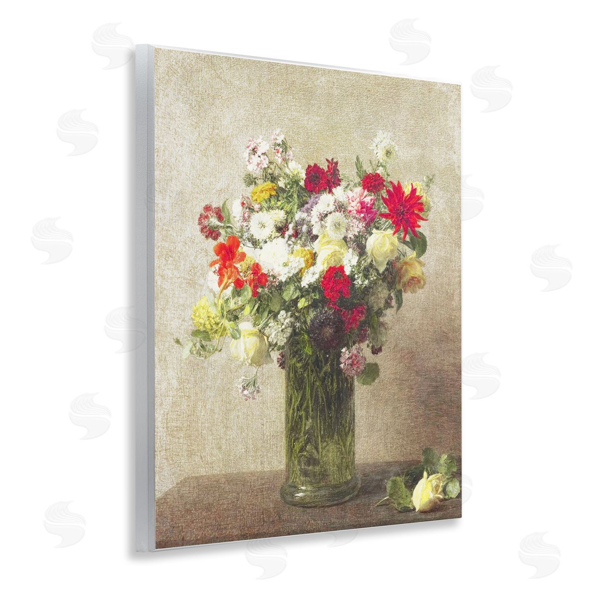 Leah Straatsma Yellow And Red Vintage Florals Wall Plaque Art Print