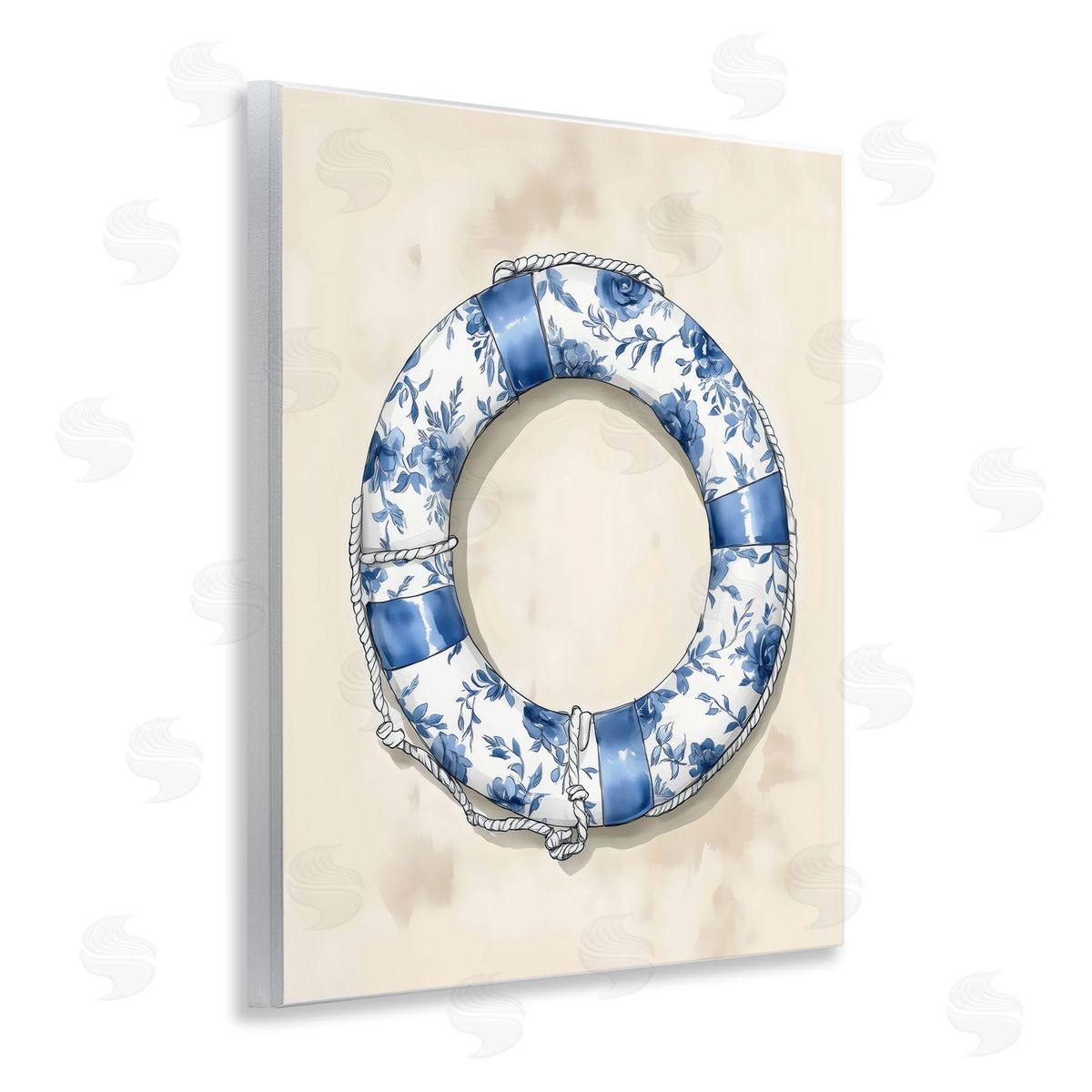 Arlington Prints Blue Floral Life Preserver Wall Plaque Art Print