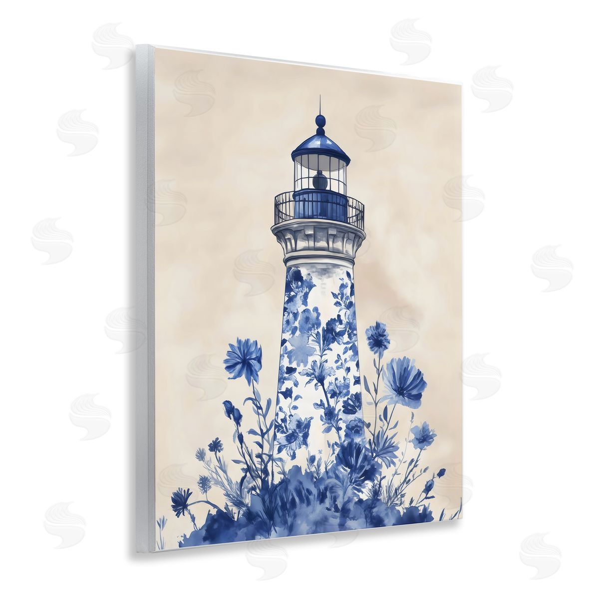 Arlington Prints Blue Floral Lighthouse Wall Plaque Art Print