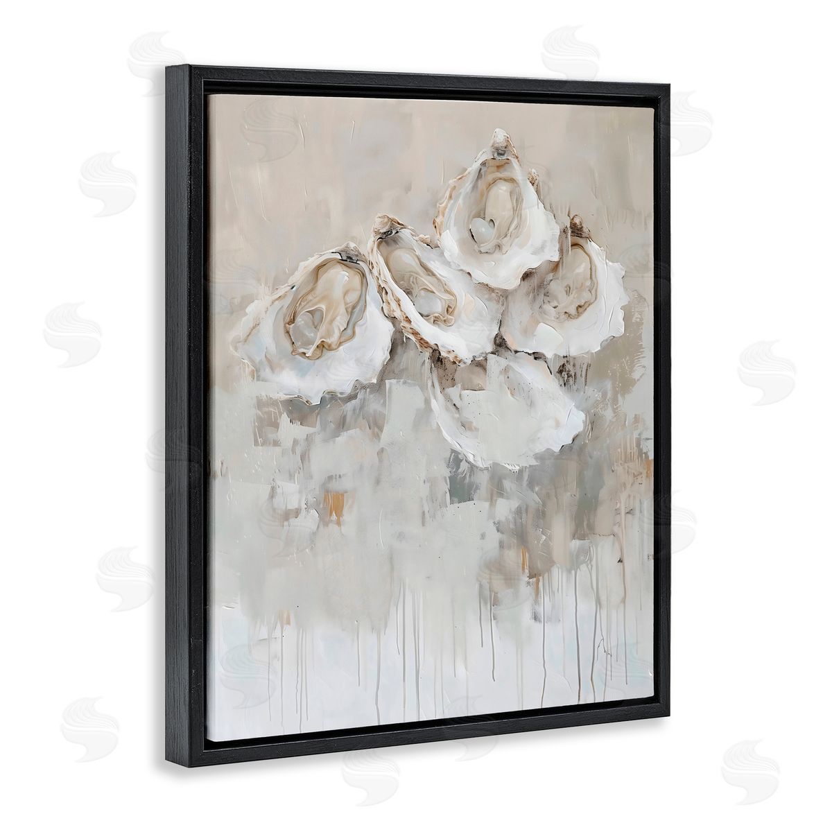 Creative Studio Shucked Oyster Shells Black Floating Frame Canvas Wall Art Print