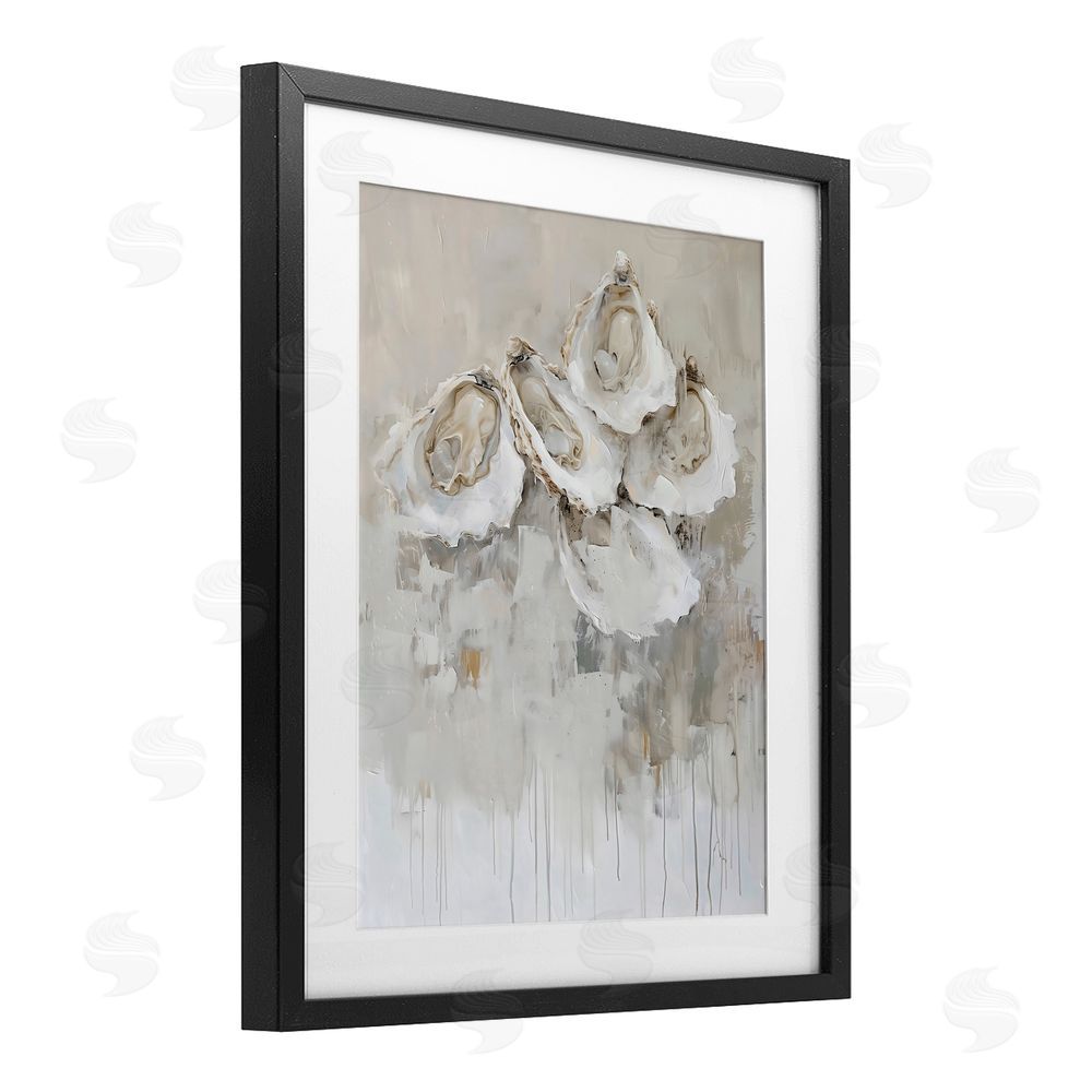 Creative Studio Shucked Oyster Shells Black Framed Print Under Glass Art
