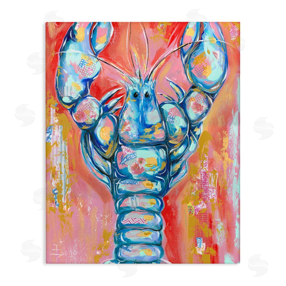 Estelle Grengs Funky Vibrant Lobster Canvas Wall Art Print