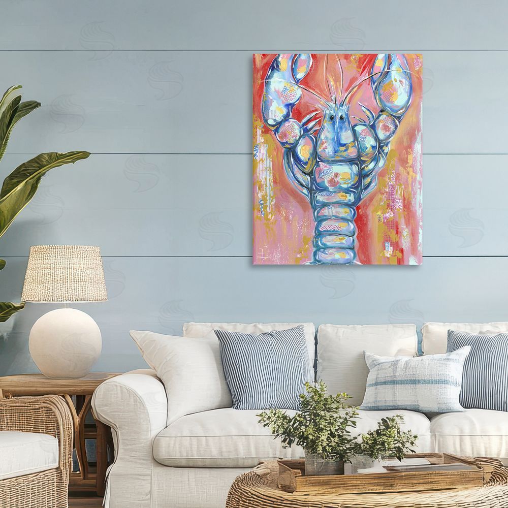 Estelle Grengs Funky Vibrant Lobster Canvas Art on Wall