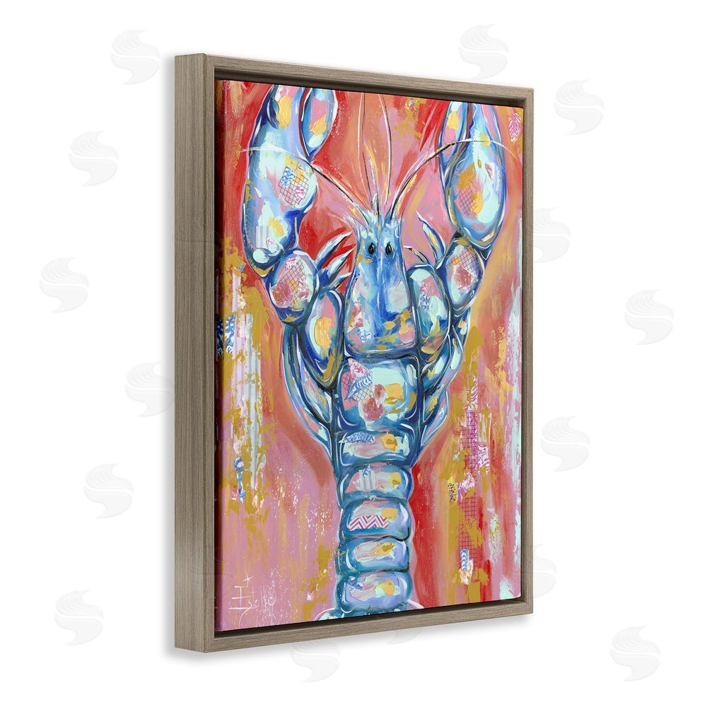Estelle Grengs Funky Vibrant Lobster Brown Floating Frame Canvas Wall Art Print