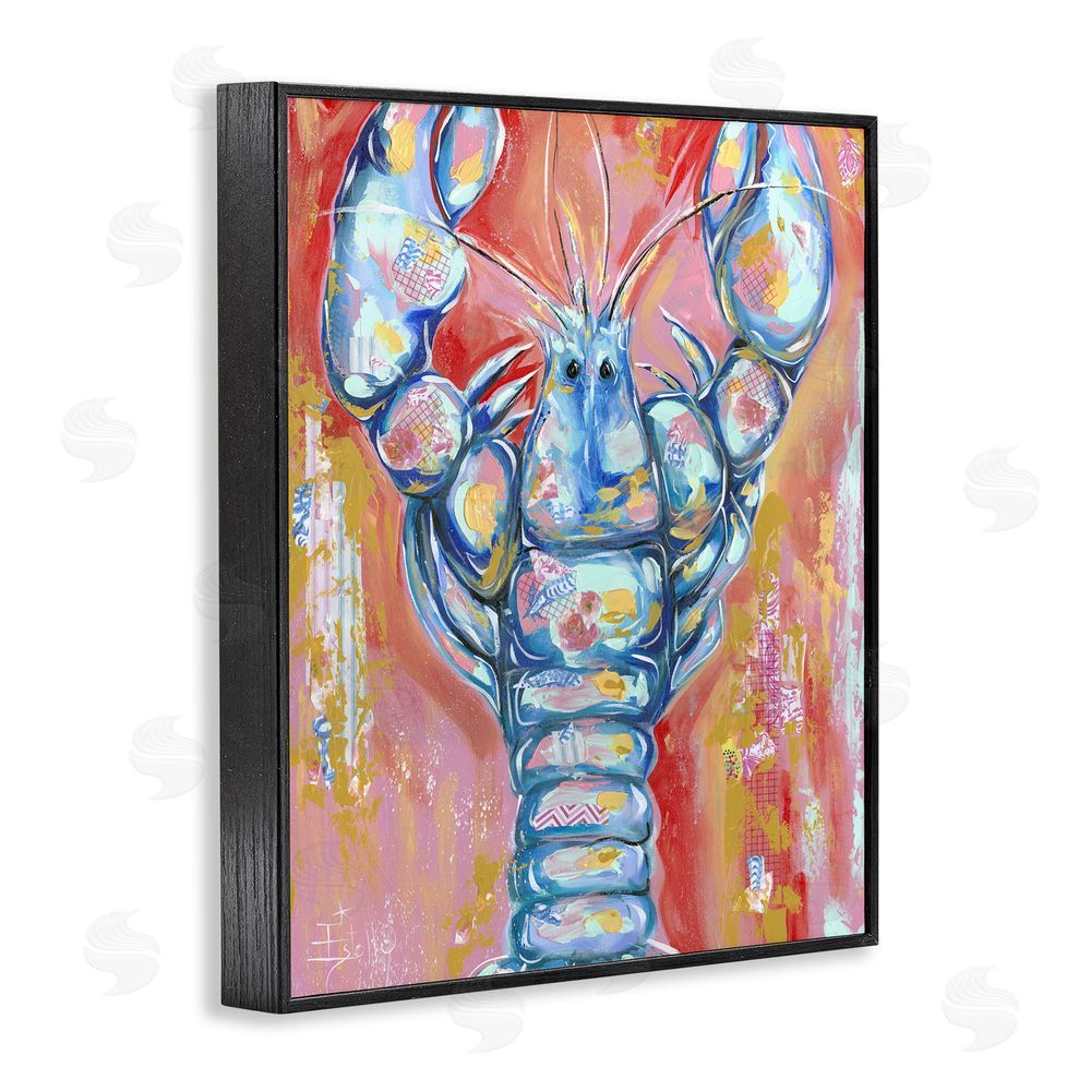Estelle Grengs Funky Vibrant Lobster Black Framed Giclee Wall Art Print