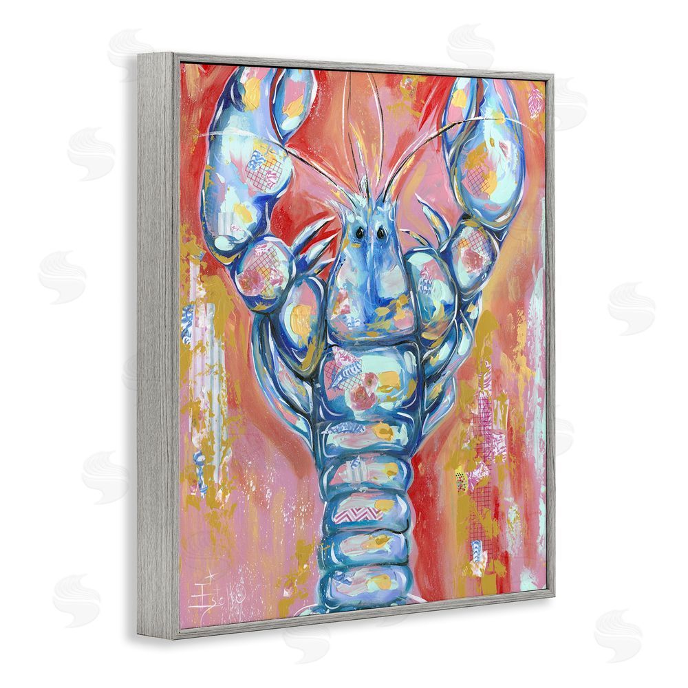 Estelle Grengs Funky Vibrant Lobster Gray Framed Giclee Wall Art Print