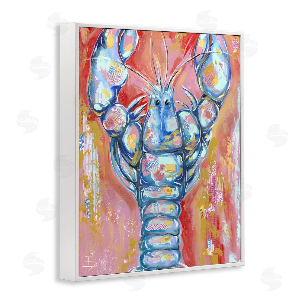 Estelle Grengs Funky Vibrant Lobster White Framed Giclee Wall Art Print