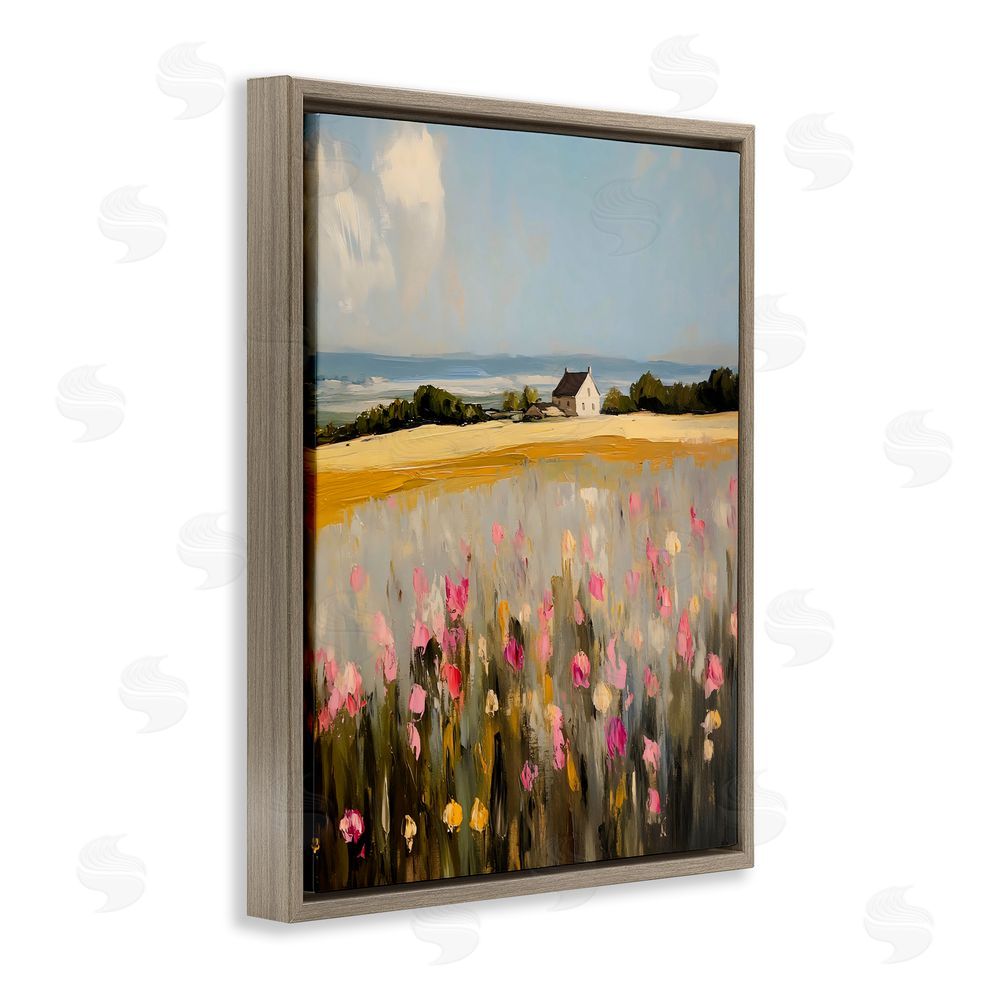 Franklyn Gregory Expressive Coastal Cottage Brown Floating Frame Canvas Wall Art Print