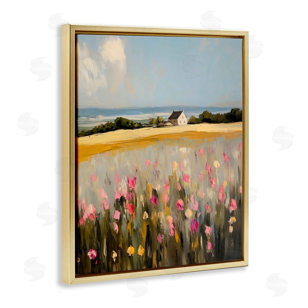 Franklyn Gregory Expressive Coastal Cottage Gold Floating Frame Canvas Wall Art Print