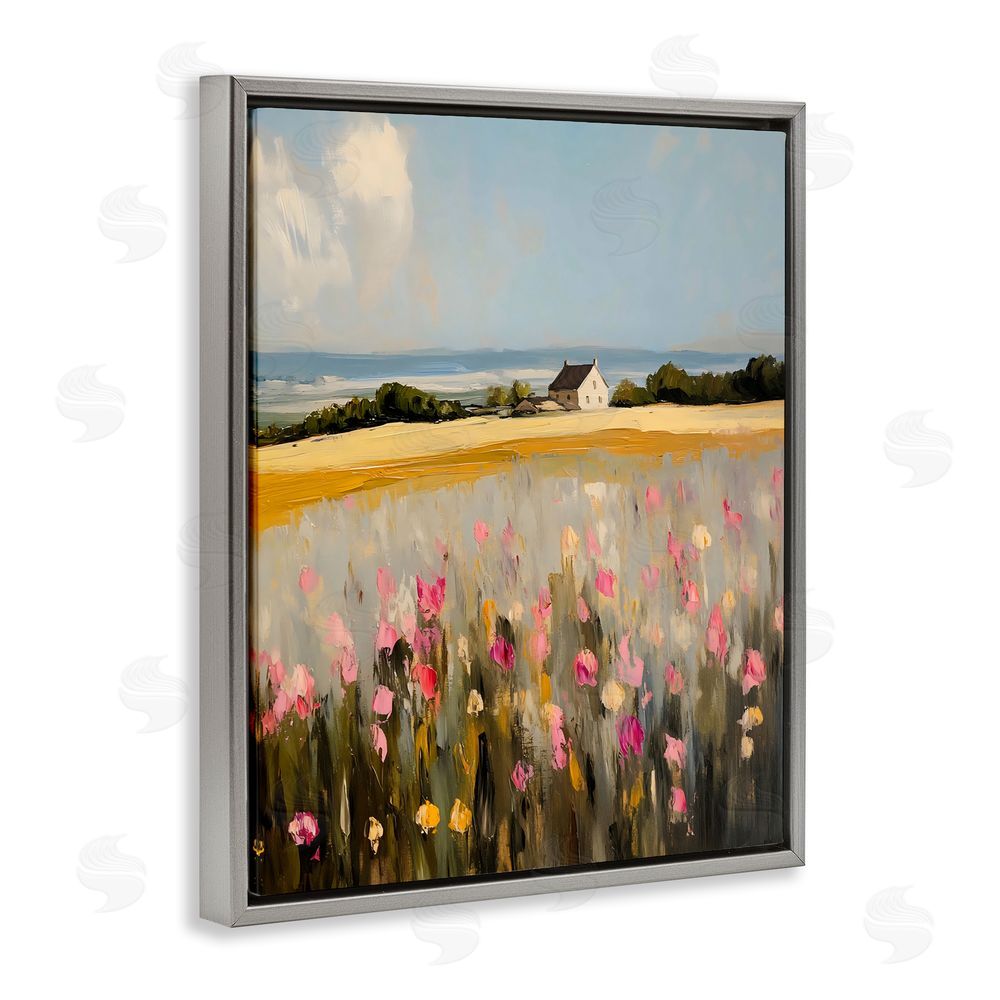 Franklyn Gregory Expressive Coastal Cottage Gray Floating Frame Canvas Wall Art Print