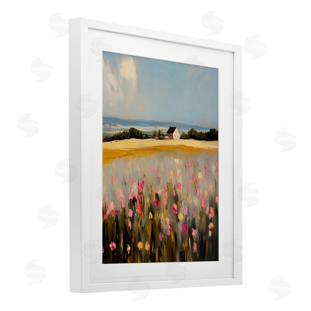 Franklyn Gregory Expressive Coastal Cottage White Framed Print Under Glass with Mat Wall Art