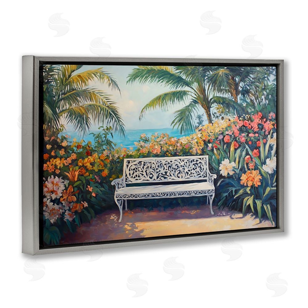 Franklyn Gregory Picture Perfect Tropics Gray Floating Frame Canvas Wall Art Print