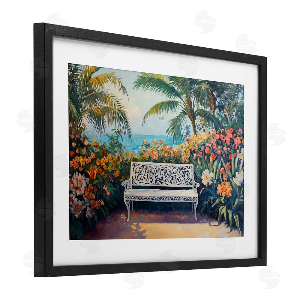 Franklyn Gregory Picture Perfect Tropics Black Framed Print Under Glass with White Mat Wall Art