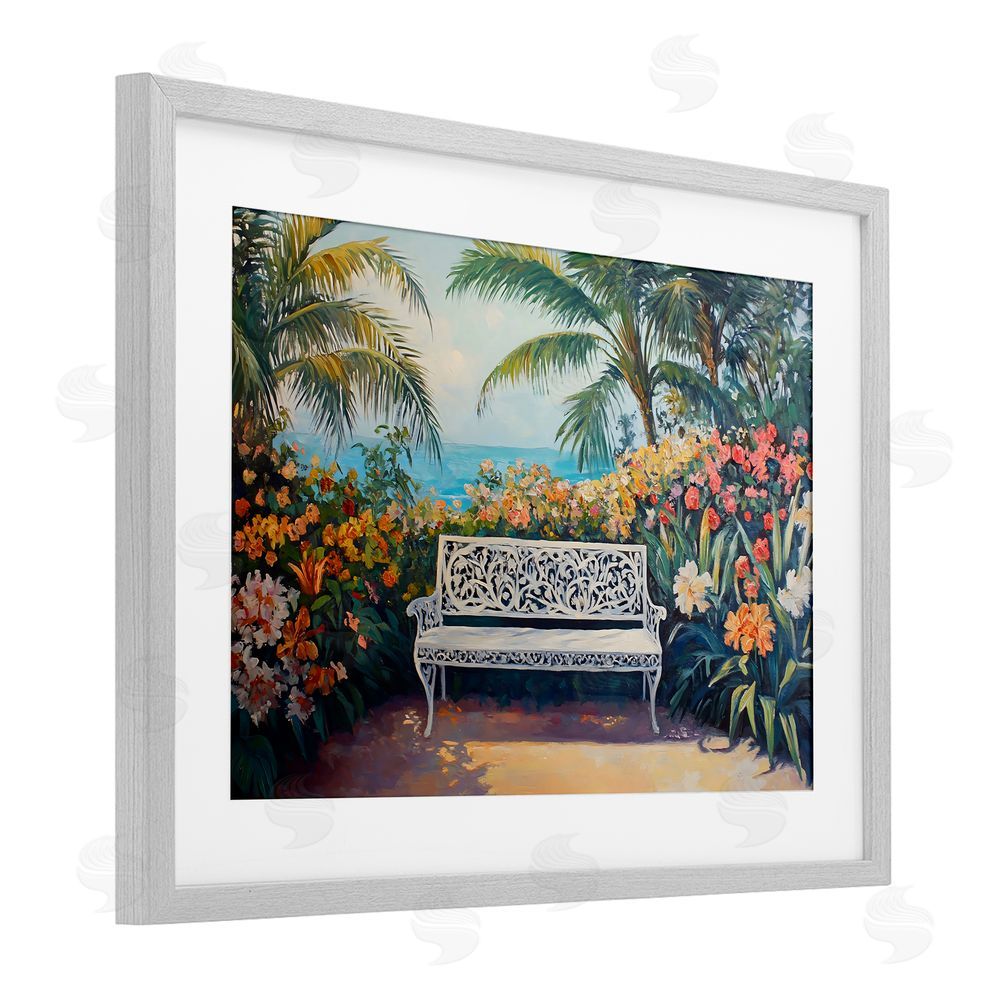 Franklyn Gregory Picture Perfect Tropics Gray Framed Print Under Glass with White Mat Wall Art