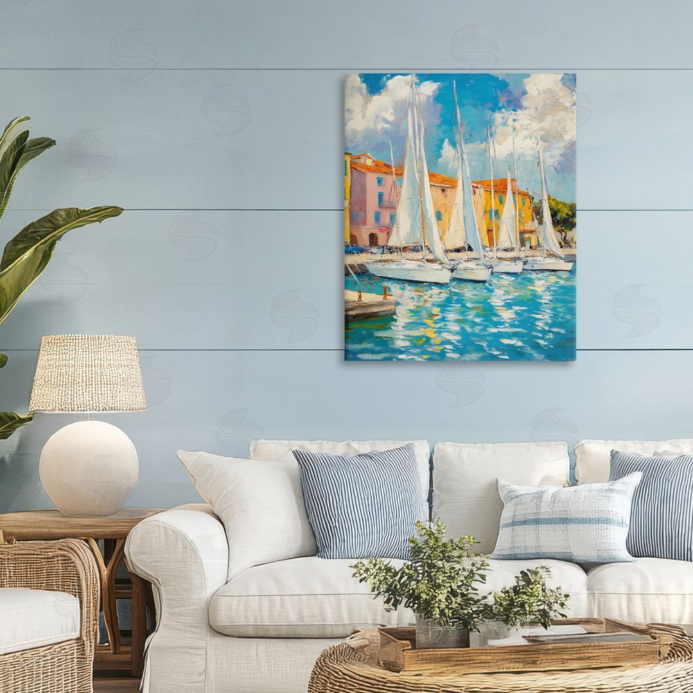 Franklyn Gregory Sail Away Boat Harbor Canvas Art on Wall