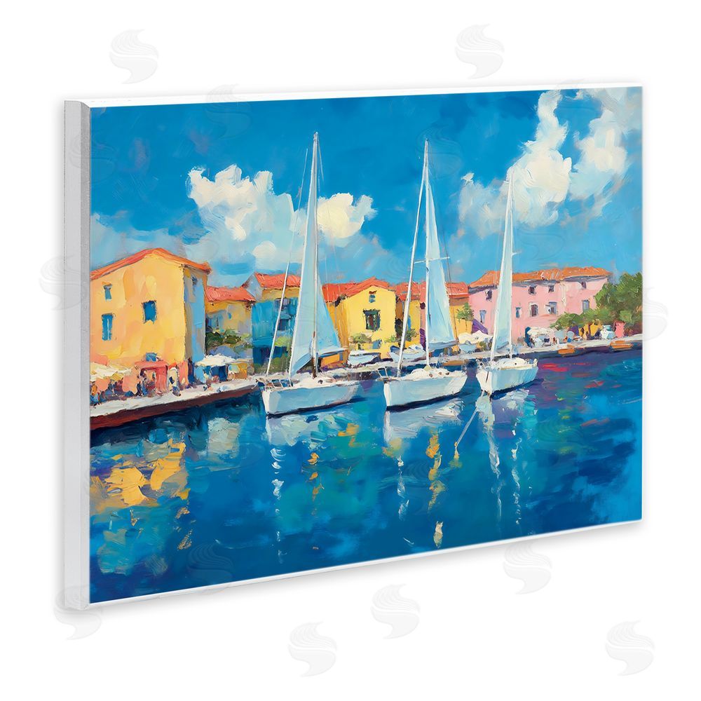 Franklyn Gregory White Boats in Colorful Port Wall Plaque Art Print
