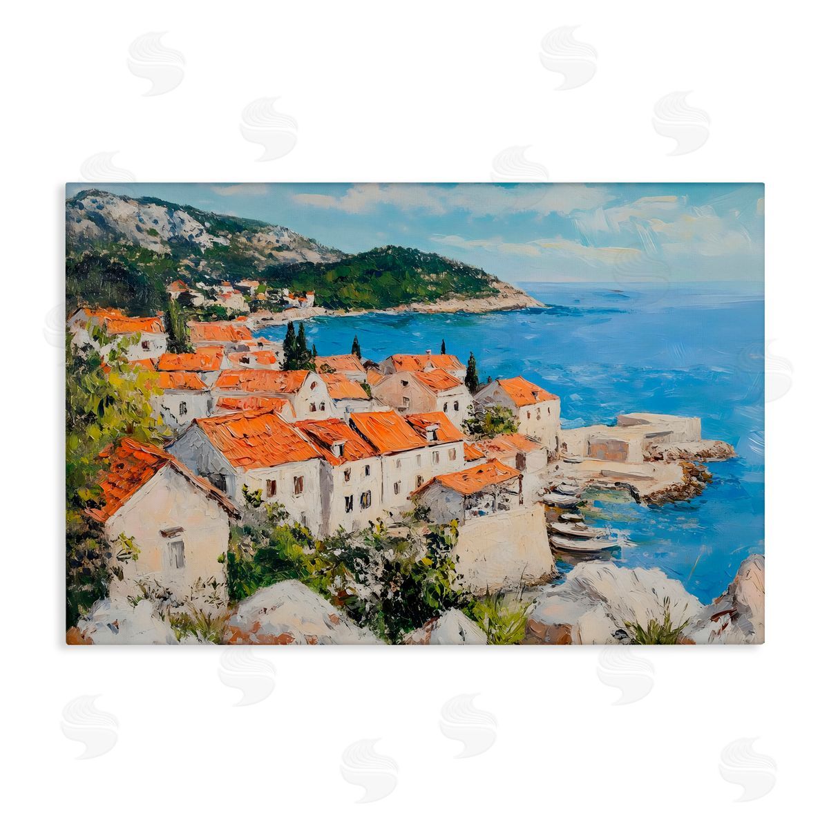 Franklyn Gregory Coastal Town Overview Canvas Wall Art Print