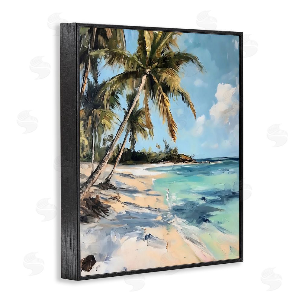 Franklyn Gregory Tranquil Tropical Coastline Black Framed Giclee Wall Art Print