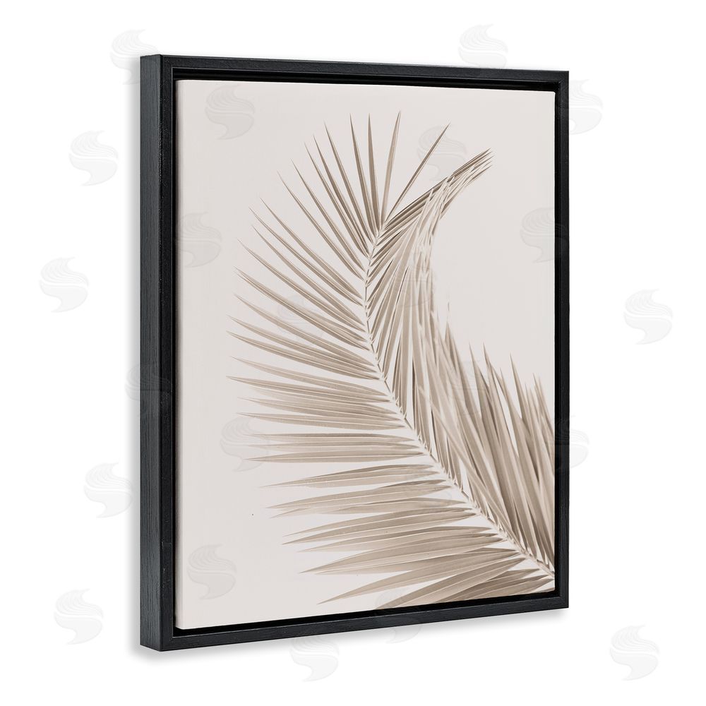 Sisi and Seb Curved Neutral Brown Palm Black Floating Frame Canvas Wall Art Print