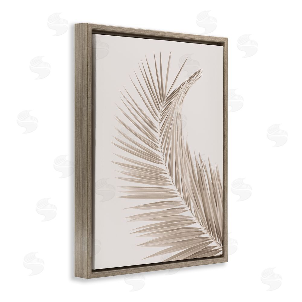 Sisi and Seb Curved Neutral Brown Palm Brown Floating Frame Canvas Wall Art Print