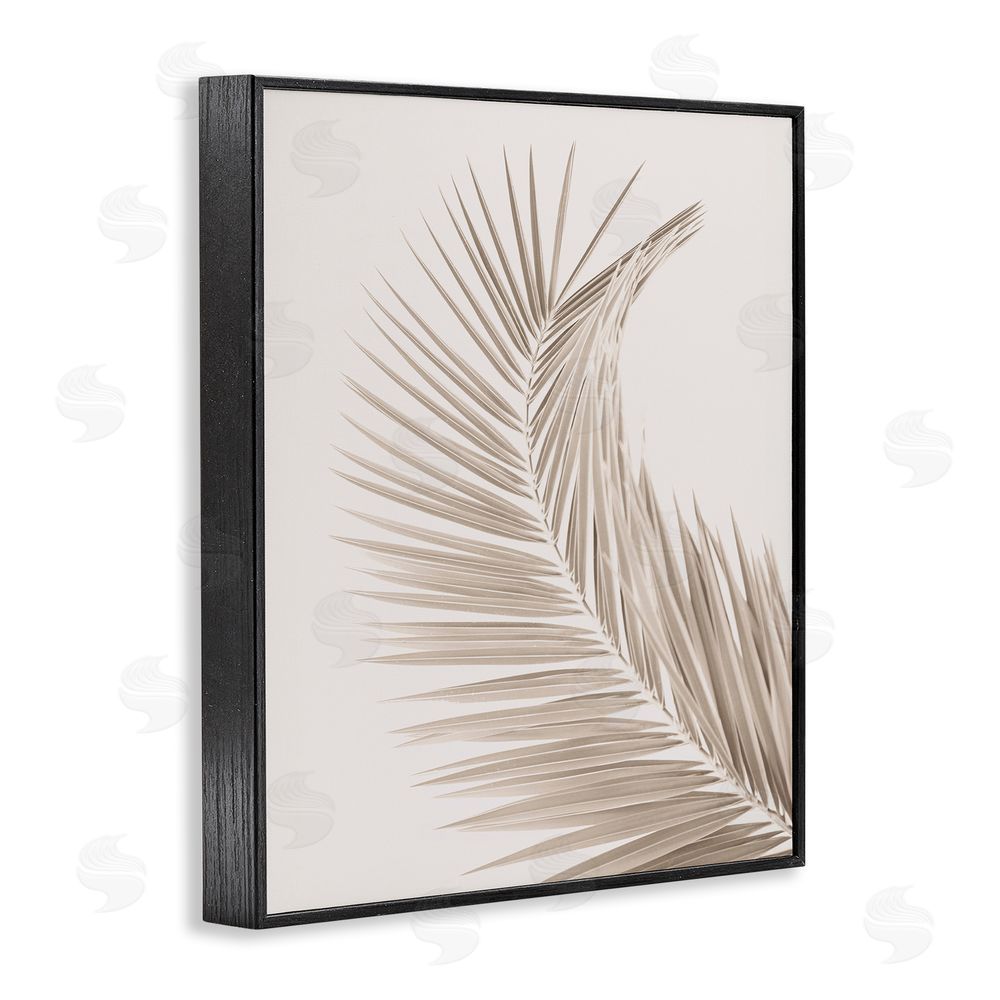 Sisi and Seb Curved Neutral Brown Palm Black Framed Giclee Wall Art Print
