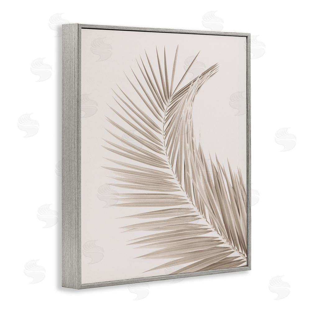 Sisi and Seb Curved Neutral Brown Palm Gray Framed Giclee Wall Art Print