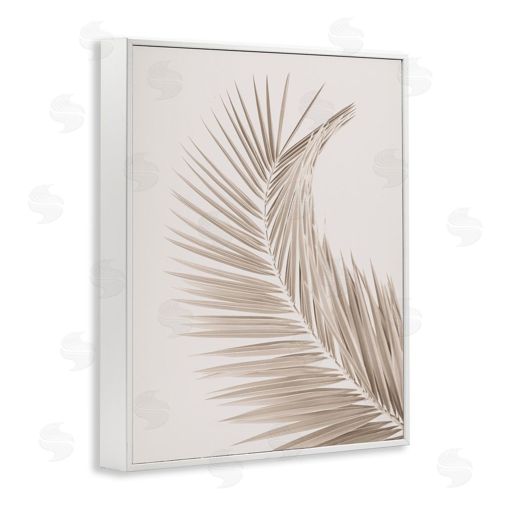 Sisi and Seb Curved Neutral Brown Palm White Framed Giclee Wall Art Print